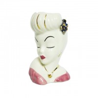 ceramic head shaped crafts wholesale makeup brush holder for girls